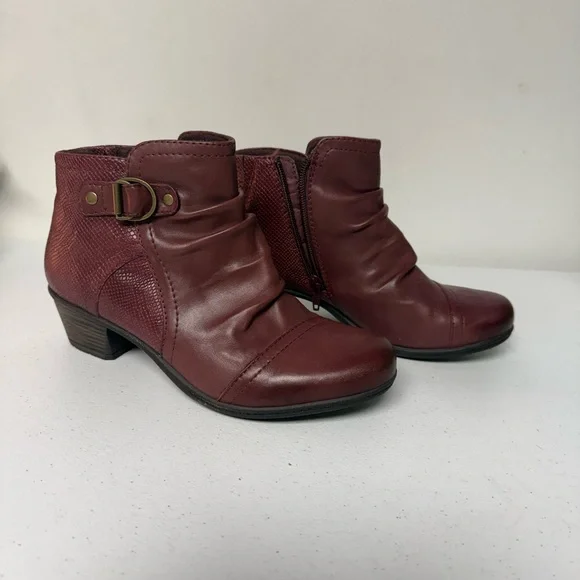 Easy Street Ankle Booties - Deep Red - Picture 2 of 7